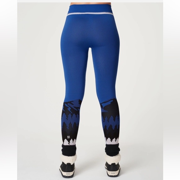 NWOT Sweaty Betty Ski Base Layer Leggings Blue Mountain Jacquard XL X-Large - Picture 4 of 12